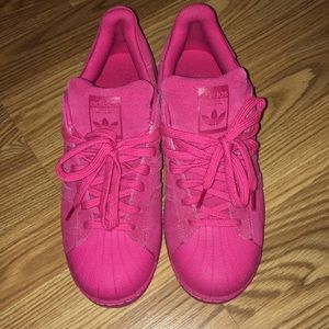 Hot pink shell toe Adidas. Women’s size 8